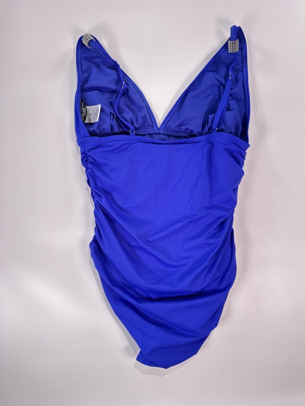Carmen Marc Valvo One Piece Swimsuit Ruched Tummy Control Blue 12 - Picture 4 of 11
